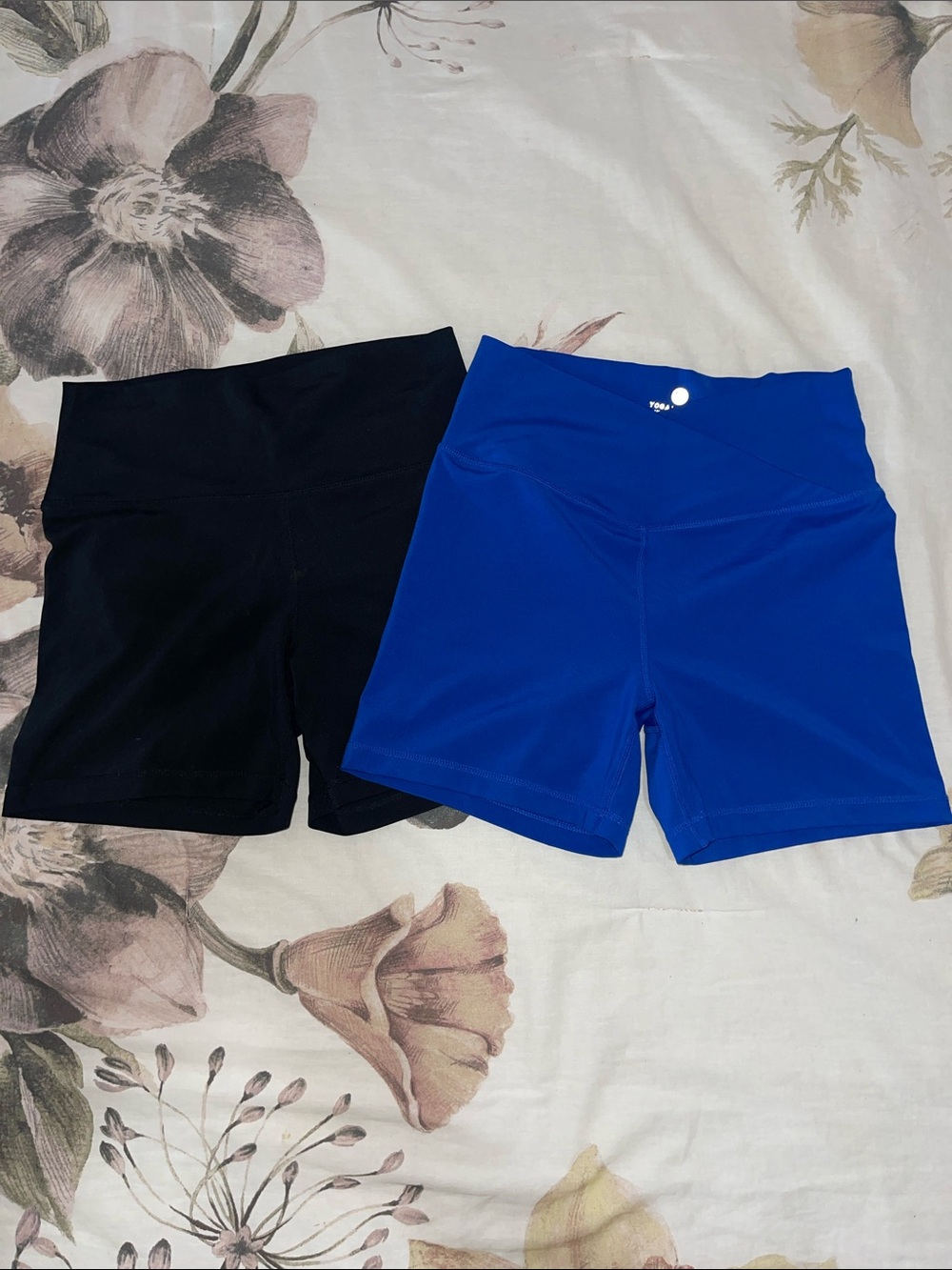 Yogalicious Women's Athletic Shorts - Black & Royal Blue Pair